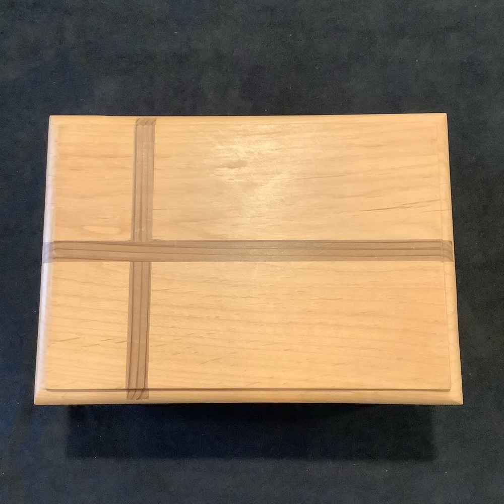 Handmade vintage wood hinged Box with inlay jewelry trinket keepsake